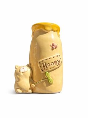 Cute Ceramic Honey Bear Coin Bank - Yellow
